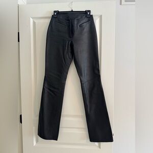 Elements by Vakko 100% Black Leather low-rise Bootcut Pants